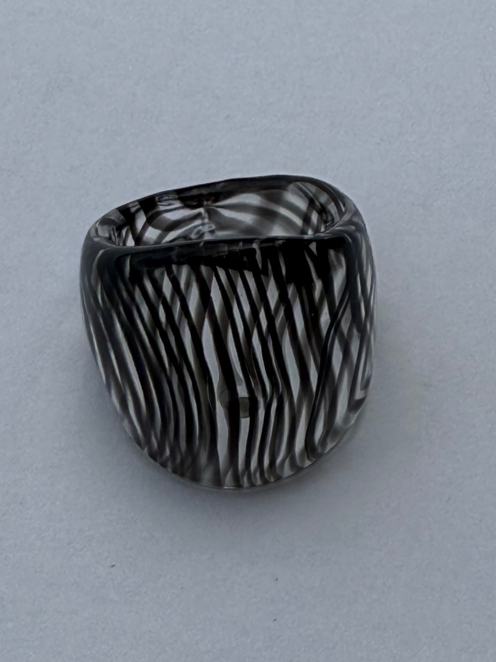 Black and Clear Glass Ring